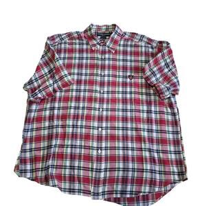 Ralph Lauren Golf Tilden Button Down Short Sleeve Shirt Red Plaid Men XXL/2XL